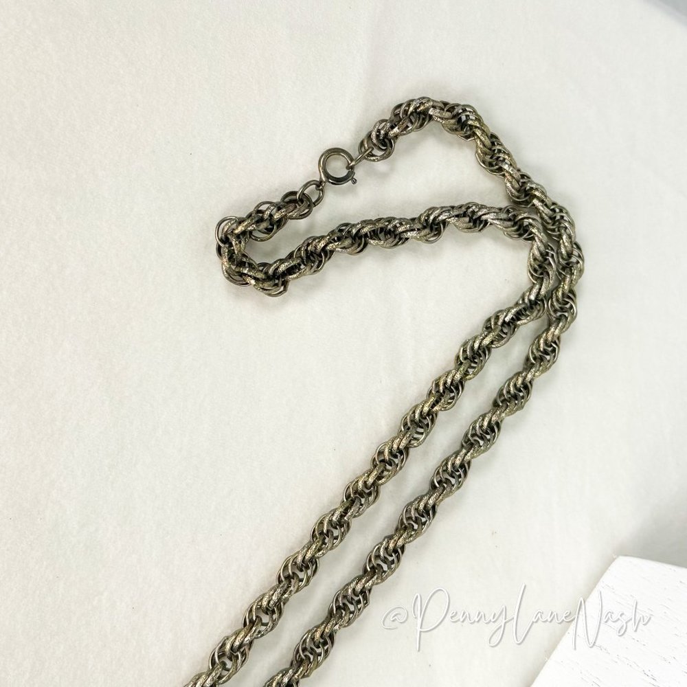 Vintage Silver Twisted Rope Chain Necklace - Picture 5 of 5